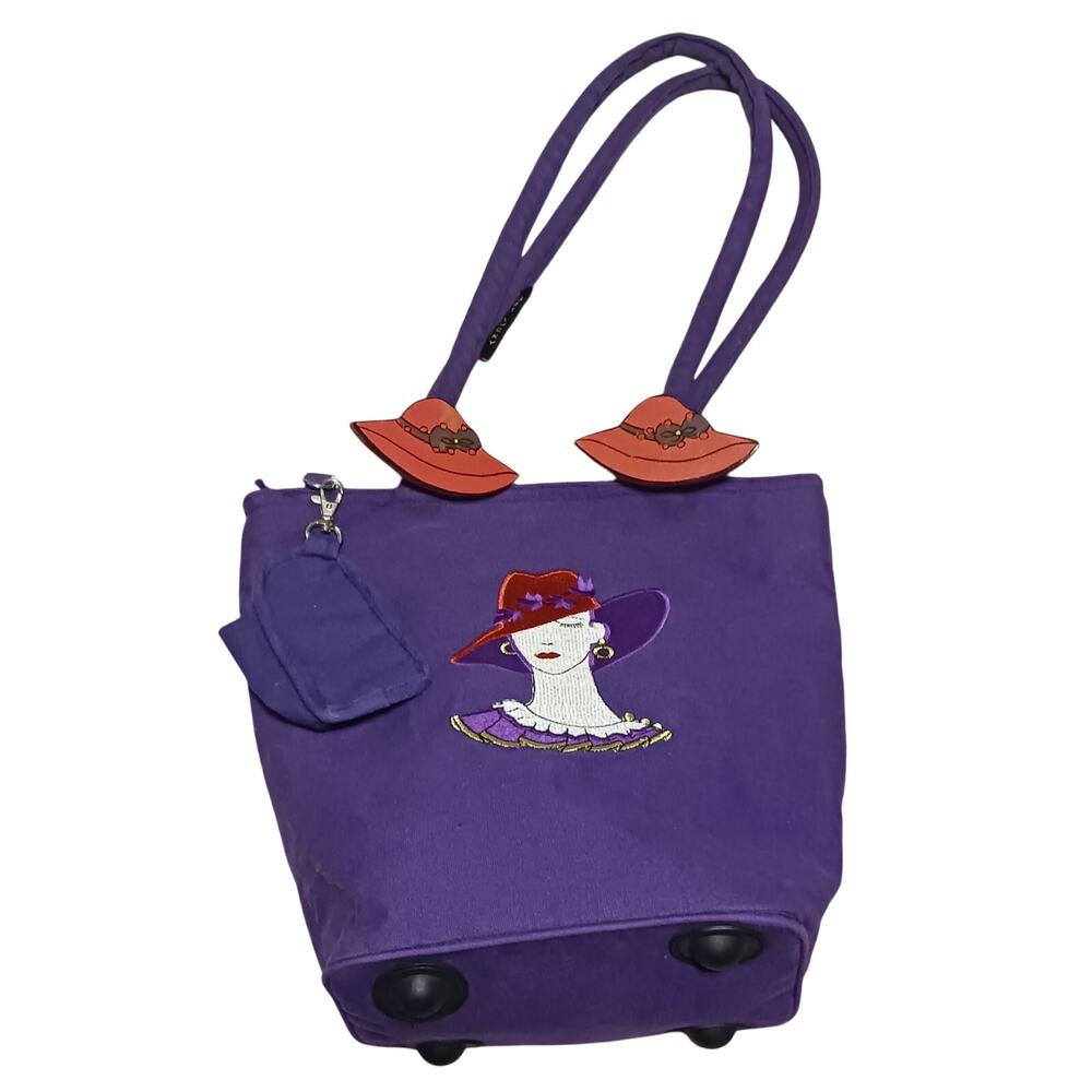 Get Lucky Purple Red Hat Lady 13x12×6 Messenger Shoulder Bag Purse with 2 Straps